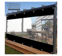 Lona impermeable para exteriores, paneles laterales de PVC transparente para jardín, patio, porche, cenador, lona negra resistente a la intemperie, 160 x 220 cm y cubierta de división versátil