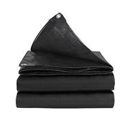 Lona impermeable resistente de 12 mil de grosor con ojales y bordes reforzados, lona negra a prueba de rasgaduras, para acampar al aire libre y construcción, 5 x 6 m
