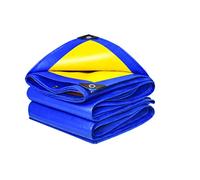 Lona impermeable resistente de 4 x 5 m, resistente al polvo, a la lluvia, al desgarro, con ojales de metal y bordes reforzados, color azul/amarillo para uso en exteriores