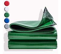 Lona impermeable resistente de 4 x 6,8 m, lona de PVC de 0,5 mm de grosor con ojales, 500 g/m², cubierta de jardín y construcción, lámina de protección verde para exteriores