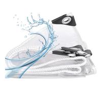 Lona Impermeable Transparente 365 x 370 cm Impermeable, Rasgaduras, con Ojales Lona Transparente Resistente Al Agua para Jardín, Balcón, Leña, Piscinia, Vehículos, Blanco
