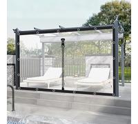 Lona Impermeable Transparente con Cremallera, Lonas Impermeables De Plástico Grueso Y Resistente con Ojales Y Borde Reforzado para Patios Exteriores, Plantas Y Gallinas(Black,6.5x52.4 FT)