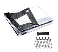 Lona Impermeable Transparente De Alta Resistencia con Ojales Reforzados, Cubierta Impermeable Y Resistente A Los Rayos UV para Gallineros, Cobertizos, Techos Y Balcones. Clear, 7×20 FT