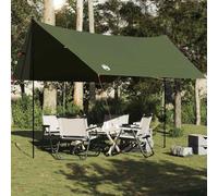 Lona Impermeable Verde Oliva 462x306x211 cm, Poliéster 185T con Revestimiento PU, Resistente al Agua y Viento, Toldo Camping, Lona Camping, para Senderismo y Playa, Incluye Postes y Bolsa
