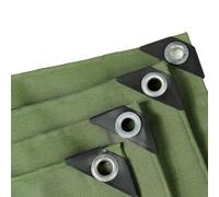 Lona multiusos verde de 4 x 4 m con ojales, lona impermeable para protección de techo de camping al aire libre y uso resistente