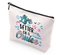 Lona Neceser Maquillaje Mujer, Cosméticos Bolsa Lona, Bolsa Maquillaje Viaje, Neceser Maquillaje Cremallera, Life is Better on a Cruise