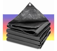 Lona negra resistente de 7 x 16 m con ojales, cubierta de polietileno impermeable de 0,32 mm, 180 g/m² para camión, piscina, muebles de jardín y protección de madera