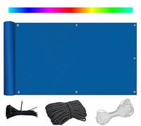 Lona opaca impermeable de 100 x 600 cm, protección contra los rayos UV, con lazos y cuerdas para protección al aire libre, toldo azul duradero para terrazas