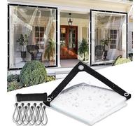 Lona para Invernadero, Lona Transparente de PVC Resistente de 3 x 9,4 m, con Ojales y 1 Rollo de Cuerda, Impermeable, a Prueba de Polvo y Resistente al desgarro para Patio y Porche.