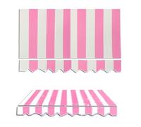 Lona retráctil impermeable a rayas rosas de 12 x 1.35 pulgadas y 11 x 11 pies, parasol perfecto para exteriores para terraza y solución de sombra ideal para patio