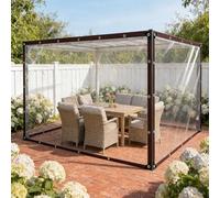 Lona Transparente con Ojales 12.6 x 14.3 m, Thick Waterproof PVC, Multipurpose Awning, Rain Resistant, Strengthen Wind Lonas Impermeables Exterior Terraza with Eyelets for Outdoor Plants, A