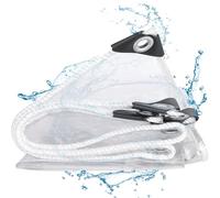 Lona Transparente con Ojales 255 x 480 cm Impermeable, Rasgaduras, con Ojales Lona Transparente Exterior para Muebles de Jardín, Madera, Coche, Camping, Piscina, Blanco