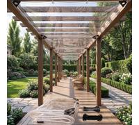 Lona Transparente con Ojales, 3.2x4.8m PVC Impermeable para Exterior 500g/m², Protección UV y Resistente a Desgarros, Incluye Cuerda - Toldo para Pérgola, Jardín, Invernadero y Piscina