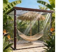 Lona Transparente con Ojales 6 x 9.5 m, Thick Waterproof PVC, Multipurpose Awning, Rain Resistant, Strengthen Wind Clear Waterproof Tarpaulin with Eyelets for Outdoor Plants, A
