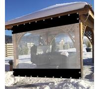 Lona transparente con ojales de 0,6 mm de grosor, resistente al viento, cortinas para exteriores para balcón y patio, color negro, 2 x 2 m, paredes laterales impermeables