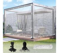 Lona Transparente con Ojales para Exteriores, 420 g/m², PVC, Incluye 20 Bridas, 10 m de Cuerda de fijación, 12 Cintas elásticas con Bolas, 8 Ganchos elásticos (2 m x 4 m, Ganchos)