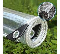 Lona transparente de 3 m x 2,8 m, resistente a la intemperie, protección contra el polvo y la suciedad, cubierta de plástico reforzado con ojales, para uso en jardín y balcón