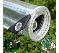 Lona transparente de 4 x 6 pies con ojales, cubierta de lona transparente resistente al agua con borde reforzado, lona de vinilo de PVC impermeable resistente a desgarros de 14 mm de grosor para