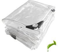 Lona Transparente De Alta Resistencia con Ojales, Lona De Vinilo Impermeable De 0,35 Mm De Espesor, Lámina De Plástico PVC Transparente para Invernaderos, One Color 8.2x19.7ft