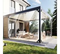 Lona Transparente Exterior 5.5 x 8.3 m, Heavy Duty Transparent, Waterproof, Insulation Dustproof Plastic Rainproof PVC Heavy Duty Tarpaulin with Eyelets for Garden Furniture, A
