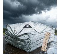 Lona Transparente Exterior 5.5 x 8.3 m, Heavy Duty Transparent, Waterproof, Insulation Dustproof Plastic Rainproof Heavy Duty Transparent Tarpaulin with Eyelets for Garden Furniture, A