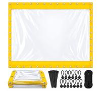 Lona Transparente Exterior De Pvc 0,3 Mm Con Ojales Para Terraza Y PéRgolas | Cortina Impermeable A Medida, Con Bordes Reforzados En 4 Lados, Sin Cremallera, Accesorios Incluidos(Yellow,W180xH550cm)