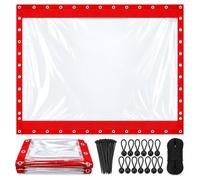 Lona Transparente Exterior De Pvc 0,3 Mm Con Ojales Para Terraza Y PéRgolas | Cortina Impermeable A Medida, Con Bordes Reforzados En 4 Lados, Sin Cremallera, Accesorios Incluidos(Red,W370xH600cm)
