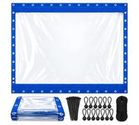 Lona Transparente Exterior De Pvc 0,3 Mm Con Ojales Para Terraza Y PéRgolas | Cortina Impermeable A Medida, Con Bordes Reforzados En 4 Lados, Sin Cremallera, Accesorios Incluidos(Blue,W530xH500cm)