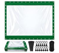 Lona Transparente Exterior De Pvc 0,3 Mm Con Ojales Para Terraza Y PéRgolas | Cortina Impermeable A Medida, Con Bordes Reforzados En 4 Lados, Sin Cremallera, Accesorios Incluidos(Green,W200xH350cm)