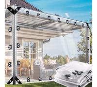 Lona Transparente Impermeable con Ojales 2.1x2.5m, Lonas Transparentes Exterior,0.55mm Personalizable Lona Protección Terraza para Cenador, Balcón,Muebles de Jardín,Piscina