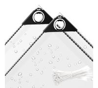 Lona Transparente Impermeable con Ojales de 2 x 1 m, Lona de ProteccióN Toldo Reforzado PVC, Multiusos Lonas Transparente Resistente Proteccin para Exterior Muebles Jardn Plantas (1X2)