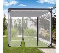 Lona transparente impermeable con puerta con cremallera, lona de plástico PVC de 0,35 mm para cubierta de sol y lluvia, ideal para cenador y porche, ancho x alto 2,6 x 2,1 m