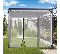 Lona transparente impermeable con puerta con cremallera, lona de plástico PVC de 0,35 mm para cubierta de sol y lluvia, ideal para cenador y porche, ancho x alto 2,6 x 2,1 m