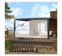 Lona transparente impermeable de 5 x 6 m0,14 mm, cubierta duradera con ojales para paredes laterales y cocheras de jardín al aire libre, solución de protección resistente a la intemperie