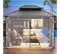 Lona transparente impermeable de PVC, Cortinas transparentes de lona PVC con cremalleras varios tamaños for el Patio la tienda pérgola del Gazebo(4x3.3m/13.1 * 10.8ft)