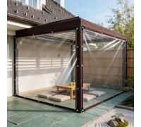 Lona Transparente Impermeable Exterior 11.6 x 13.1 m, Heavy Duty Transparent, Waterproof, Insulation Dustproof Plastic Rainproof Impermeable Transparente Exterior with Eyelets for Garden Furniture, A