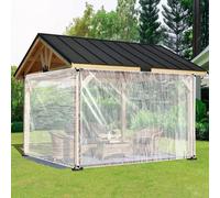 Lona Transparente Impermeable Exterior 3.7 x 4.3 m Toldo Reforzado Impermeable Protección contra La Lluvia Varios Tamaños con Cuerda para Camping, Jardín, A