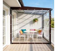 Lona Transparente Impermeable Exterior 3 x 11.1 m, Heavy Duty Transparent, Waterproof, Insulation Dustproof Plastic Rainproof Heavy Duty Tarpaulin Waterproof with Eyelets for Garden Furniture, A