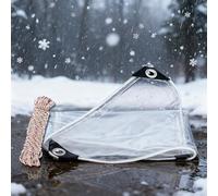 Lona Transparente Impermeable Exterior 410 x 410 cm, Transparente Impermeable, Reinforced PVC, Durable Tear Resistant Multipurpose, Transparent Tarpaulin with Eyelets for Garden Furniture, A
