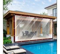 Lona Transparente Impermeable Exterior 440 x 610 cm, Heavy Duty Transparent, Waterproof, Insulation Dustproof Plastic Rainproof Heavy Duty Tarpaulin Waterproof with Eyelets for Outdoor Plants, A