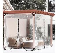Lona Transparente Impermeable,Paneles Laterales Transparentes De PVC con Ojales,Lona Plegable Impermeable De 0,35mm,Lona Transparente Grande para Pérgola Jardín,WxH-3.5x2m/11.5x6.6ft