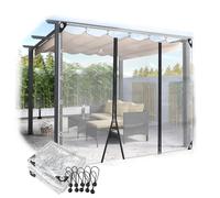 Lona transparente impermeable resistente con cremallera, paneles laterales de lona transparente para pérgola, cenador y patio, cubierta duradera para exteriores (3 x 2 m) - Protección resistente a la