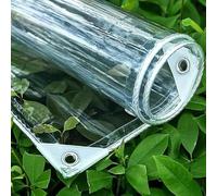 Lona transparente, impermeable, transparente, resistente, con ojales y cuerda, 0,35 mm de grosor, resistente al desgarro, para el hogar, jardín, cenador, camping, exterior