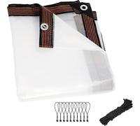 Lona transparente para patio de 20 x 22 pies, PVC impermeable resistente al desgarro con bordes empotrados y ojales para vallas al aire libre, verandas y diciembre, cubierta protectora