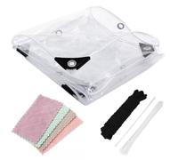 Lona transparente resistente de 10 x 15 m, lona de vinilo de PVC impermeable con ojales, resistente al desgarro, 420 g/m², cubierta transparente para jardín, cenador, porche, patio