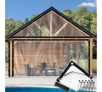 Lona Transparente Resistente de 5,5 x 8,9 m, Impermeable, con Ojales, 55,4 x 8,8 m, para Plantas de jardín al Aire Libre, Resistente a la Lluvia, con Cuerdas elásticas.