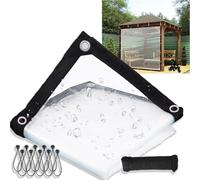 Lona transparente resistente de 7 x 23 pies, lona impermeable de 84 x 276 pulgadas, lona impermeable para jardín, cobertizo de polietileno transparente C