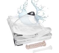 Lona transparente resistente de 8,5 x 10 m, impermeable, 0,39 mm, de vinilo, PVC, resistente a los rayos UV, cubierta transparente para patio, piscina, invernadero, balcón, resistente a desgarros y