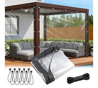 Lona Transparente Resistente, Impermeable, Antidesgarros, Resistente Al Desgaste, con Ojales Inoxidables para Jardín, Gallinero, Caravana O Renovación del Hogar. Clear, 12×15 FT