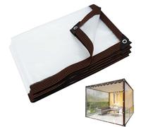 Lona transparente resistente impermeable con ojales para jardín, invernadero, pabellón, camping, 6 x 6 m, lona de vinilo transparente duradera